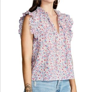🌸BB Dakota Steve Madden white ditsy floral top sz large NWT